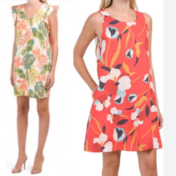 Nicole Miller Dresses & Skirts - 2 100% Linen Dresses Sigrid Olsen Nicole Miller Floral Tropical Vacation Large
